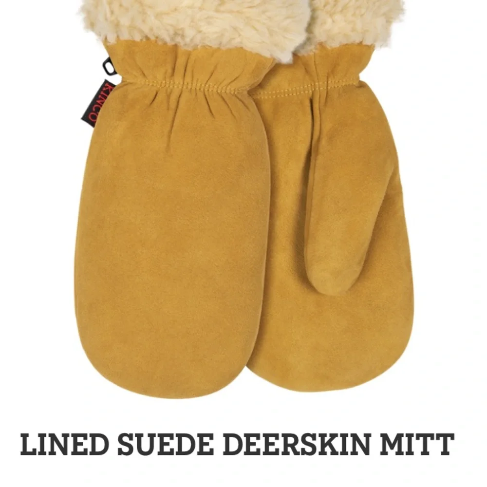 Kinko Kids DEERSKIN Suede Sheepskin Lined BRAND NEW UNISEX Mittens for Kids